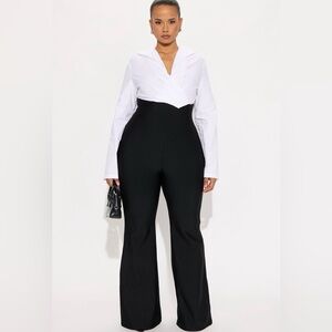 Fashion Nova Black and White Contrast Jumpsuit